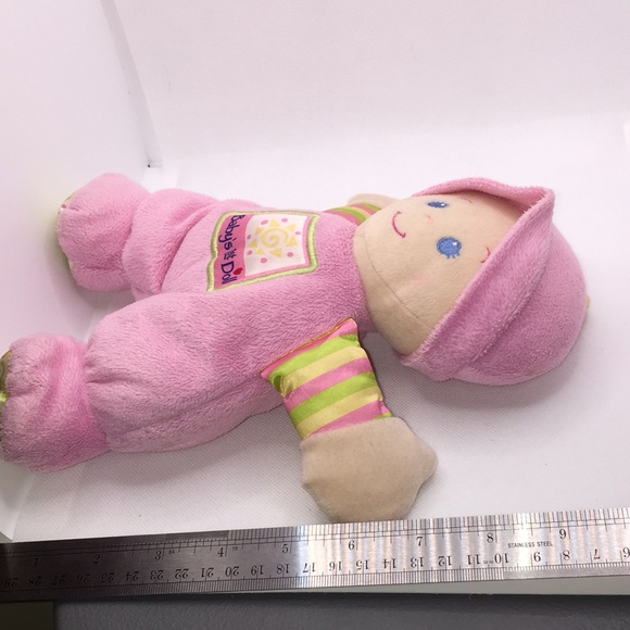 Fisher Price Babys 1st Doll Pink Rattle Soft Body Plush Doll 9 Inch - Picture 7 of 10
